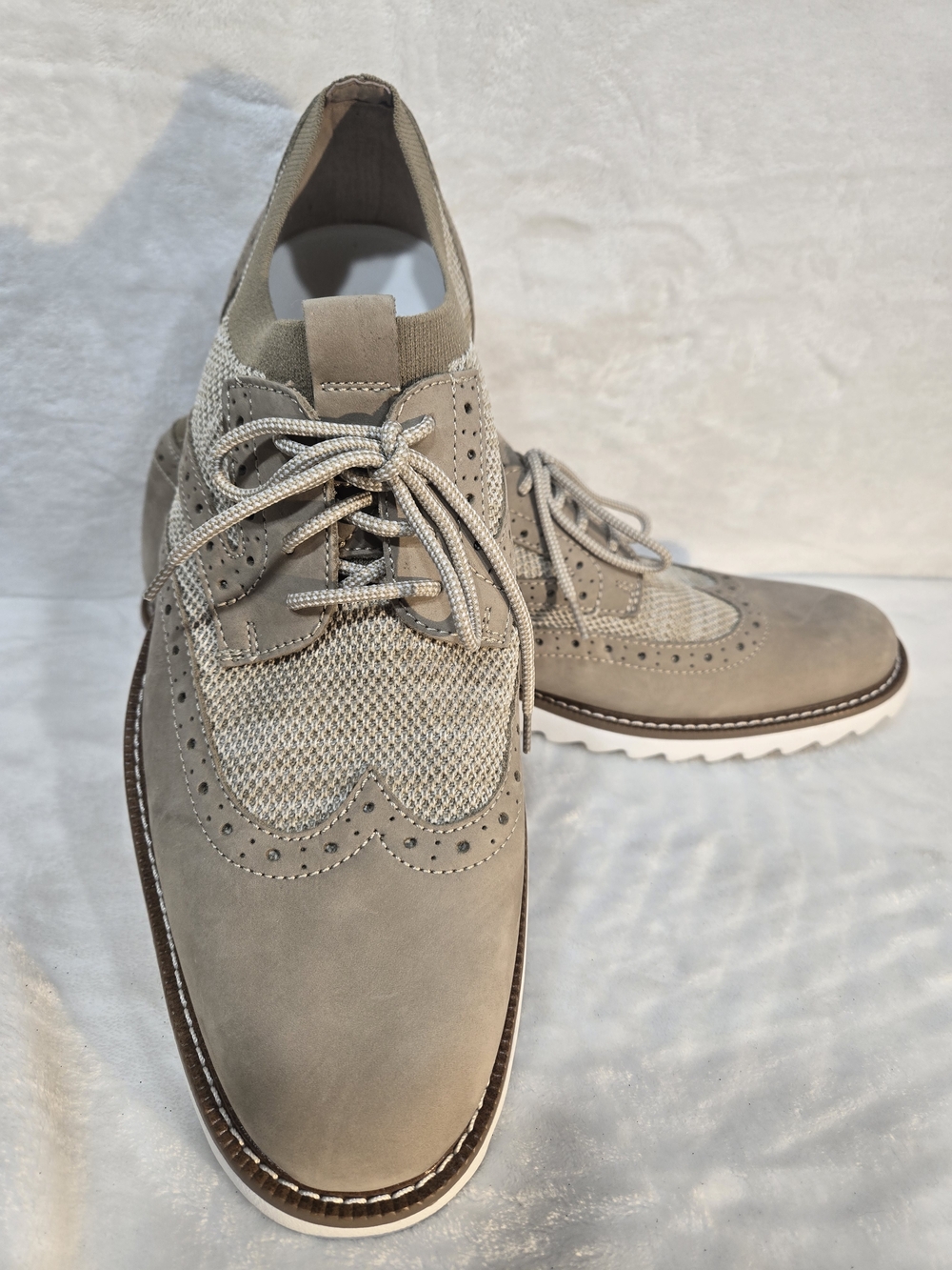 Dockers Men's Taupe Wingtip Derby with Mesh Panels